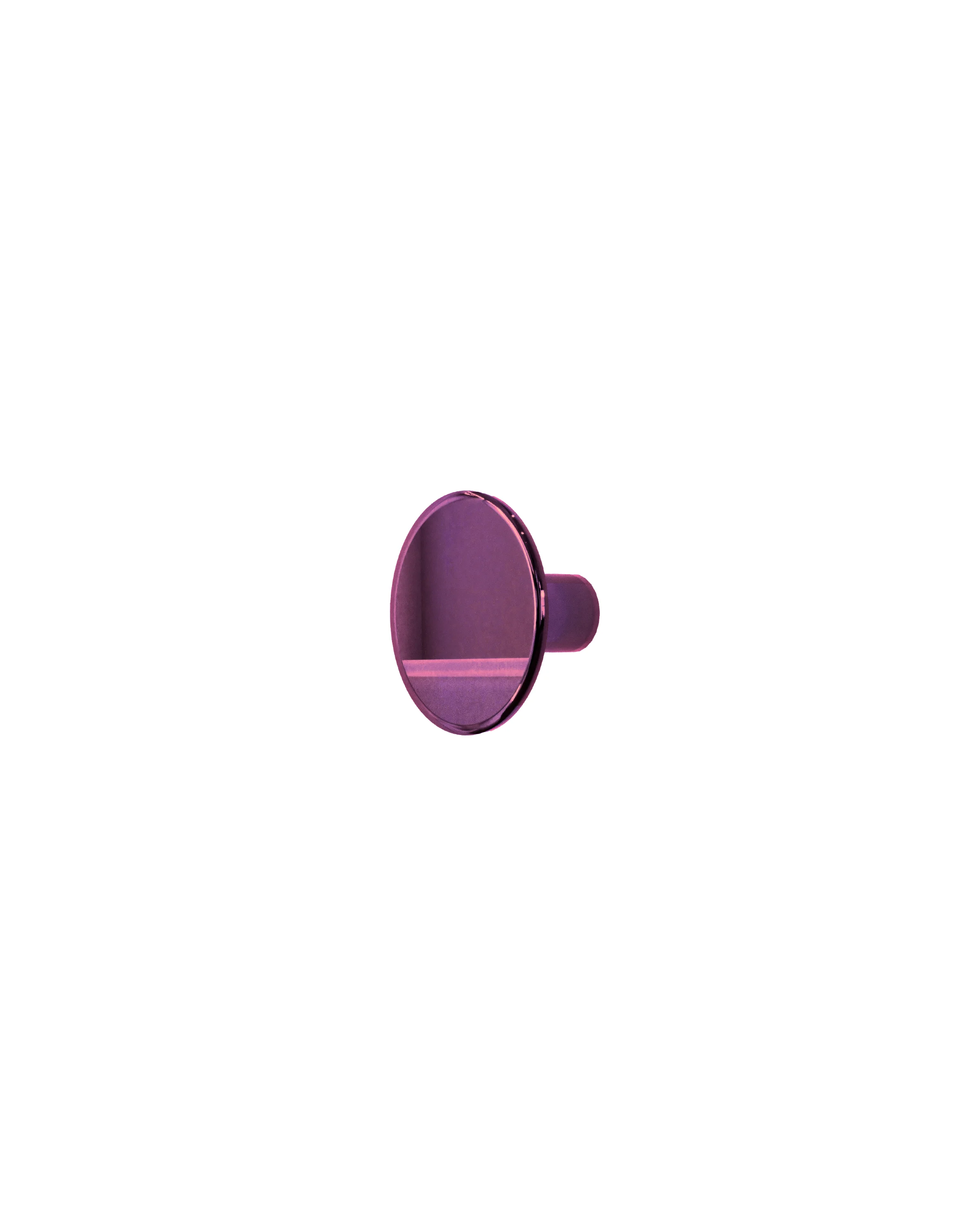 Pink, round handle with a matte texture, seen on the side, on a white background. 